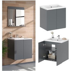 Vicco Badmöbel-Set Izan Grau modern Waschtischunterschrank Waschbecken