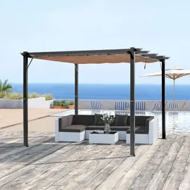 Outsunny Pergola Pavillon 3 x 4 m Grau/Braun
