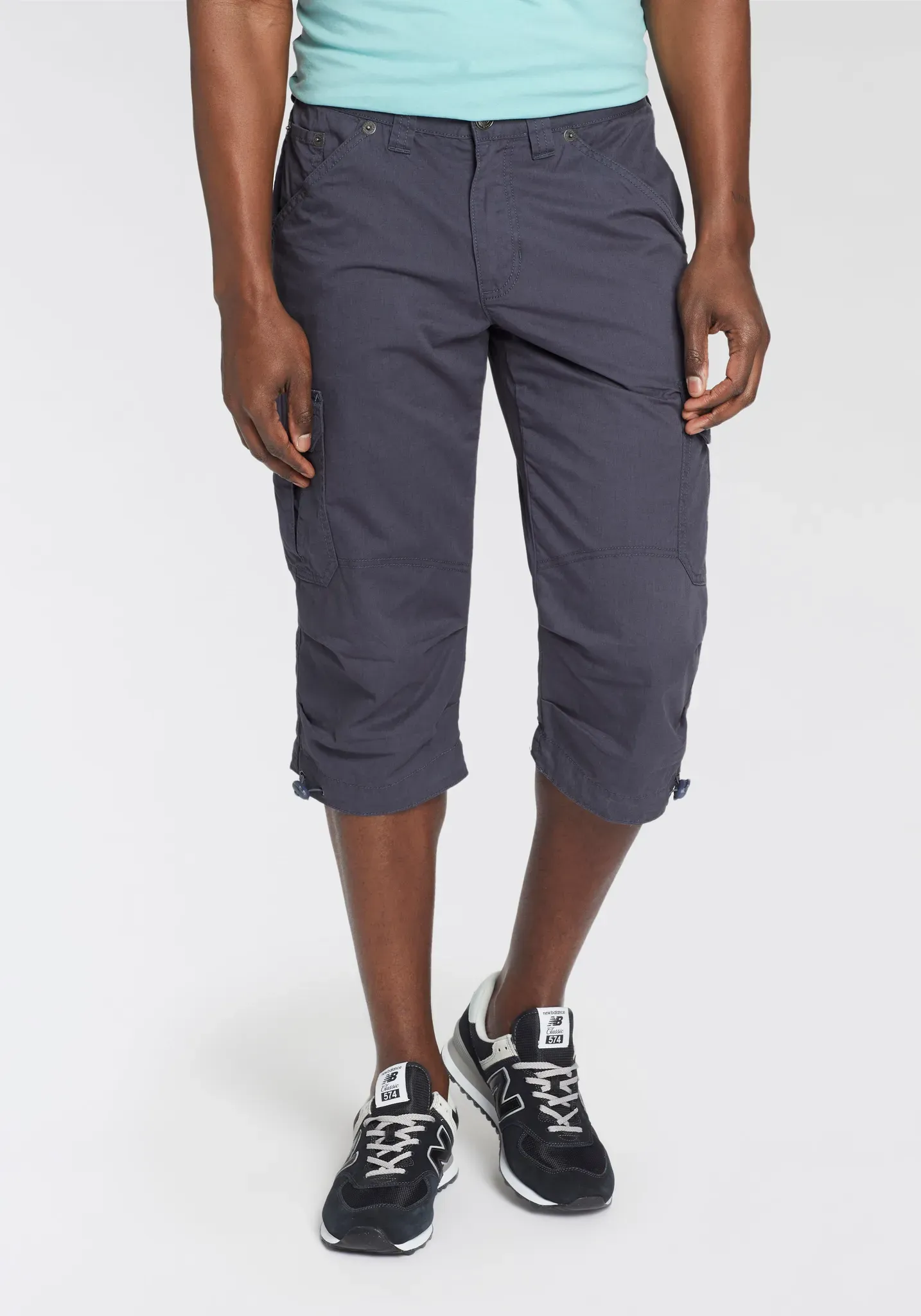 Cargobermudas MAN'S WORLD, Herren, Gr. 52, N-Gr, blau (dunkelblau), Obermaterial: 100% Baumwolle, unifarben, regular fit knieumspielend, Hosen, in 3/4-Länge, Topseller