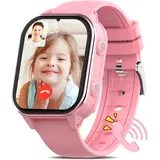 AXYWINBO Kinder Uhr 4G, Kinder-Smartwatch mit Videoanruf, mit WiFi/GPS Tracker/Bluetooth Musik Schulmodus SOS Wecker, Lange Standby-Zeit Anrufe Uhr für Kinder ab 5 Jahren, Rosa