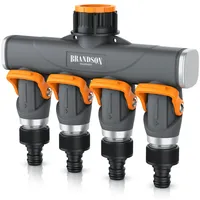 Brandson 4-Wege Schlauchverteiler, 3/4 1/2 Zoll, 2-tlg., schmaler Wasserhahnverteiler,