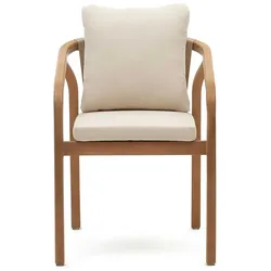 Stuhl Set Garten und Haus aus Eukalyptusholz Polsterauflage (4er Set)