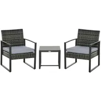 Outsunny Rattan Gartenmöbel Set 3 tlg. Balkonmöbel Set