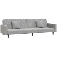vidaXL Schlafsofa 2-Sitzer mit 2 Kissen Hellgrau Samt