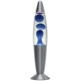 Licht-Erlebnisse Lavalampe in Silber Klar Blau Wohnzimmer H:36 cm G9 Leuchtmittel Retro Tischleuchte
