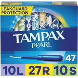 Tampax Pearl Plastic Tampons, Multipack, leicht/regulär/super saugfähig, geruchlos, 50 Stück