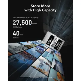 Lexar Professional SILVER Series CFexpress Typ A Karte 160GB - Bis zu 800 MB/s Lesen, VPG200, 8K Video CF Speicherkarte - Kompatibel Mit Sony Alpha/Sony FX Kameras (LCAEXSL160G-RNENG)