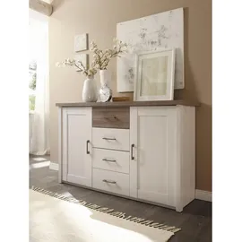 SchlafKONTOR Kombikommode 150 x 90 x 42 cm Braun / Weiß