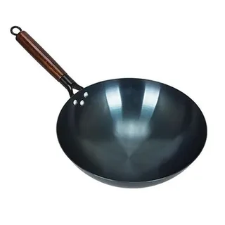 Traditionelle Chinesische Eisen-Wok-Pfanne mit Rundemund Antihaftbeschichtung für die Küche zu Hause und Im Restaurant (34cm)