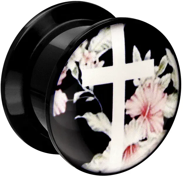 Acryl Plug KREUZ + BLÜTEN