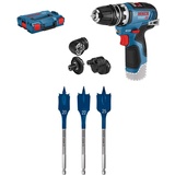 Bosch Professional Akku-Bohrschrauber GSR 12V-35 FC (ohne Akkus und Ladegerät, in L-BOXX 102) + 7x Expert SelfCut Speed Flachfräsbohrer Set (für Weichholz, Grobspanplatte, Ø 16-32 mm, Zubehör)