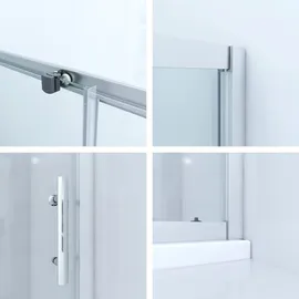 AQUABATOS Schiebetür 160x185cm Duschtür Nischentür Einzelschiebetür aus Sicherheitsglas (ESG) Klar Dusche Duschabtrennung Duschwand Silber