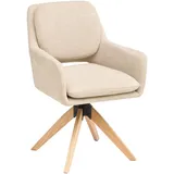 Livetastic Armlehnstuhl, Beige, Holz, Metall, Textil, Eiche, Pappel, massiv, Sperrholz, Füllung: Schaumstoff, Flachrohr, 59x89x65 cm, Sitzfläche 360° drehbar, Esszimmer, Stühle, Esszimmerstühle, Armlehnenstühle