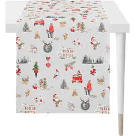 APELT Tischläufer "5821", grau (grau, rot), B:48cm L:140cm, Baumwolle, Polyester, Tischdecken