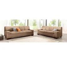 DOMO collection Polstergarnitur DOMO COLLECTION "Norma kubisch und zeitlos", braun (café), H:74cm, Sitzmöbel-Sets, bestehend aus je einem 2- und 3-Sitzer