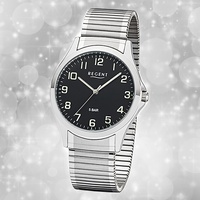Armband-Uhr Quarz Metall silber 1242428 Herren Uhr Regent Zugarmband UR1242428