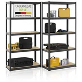 Juskys Lagerregal Basic 2er bis 8er Set 180 x 90 x 40 Böden - Metall Kellerregal Regalsystem Regal - Grau