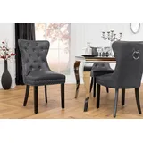 riess-ambiente Esszimmerstuhl CASTLE schwarz · Polsterstuhl aus Kunstleder mit Ziernieten (Einzelartikel, 1 St), Chesterfield-Design · Küche · Wohnzimmer · Barock schwarz 52 cm x 95 cm x 64 cm