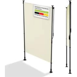Juskys Senkrechtmarkise Barbados 120x310 cm - Sonnenschutz höhenverstellbar, ohne Bohren - Beige