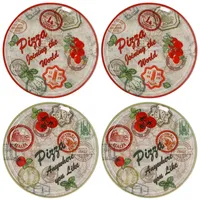 Mambocat 4er Set Pizzateller Charme Red + Charme grün - rot Ø Moskau grün - 33cm - 04018#ZCHAR + 04018#ZCHAV