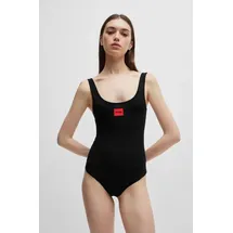 Hugo Damen BODYSUIT RED LABEL Ärmelloser Body aus Stretch-Baumwolle mit rotem Logo-Etikett Schwarz S - S