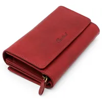 Benthill Damen Portemonnaie XXL mit RFID-Schutz | Echt-Leder Damen Geldbörse Gross | Große Vintage Damenbörse mit vielen Fächern XXL, Farbe:Rot