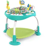 Bright Starts Bright Starts, Bounce Baby 2 in 1 Spieltisch Aktivität Sitz - Playful Pond mit 7 interaktiven Spielzeug, 360° Spielstation, Höhenverstellbare, Babyspielzeug ab 6 Monaten, grün