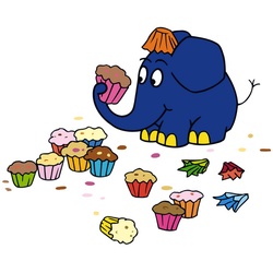 Die Maus Wandtattoo »Der kleine Elefant: Muffins«, selbstklebend