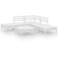 vidaXL Garten-Lounge-Set 6-tlg. Massivholz Kiefer weiß