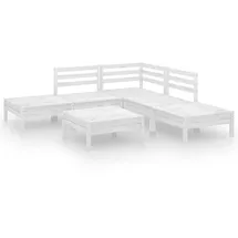 vidaXL Garten-Lounge-Set 6-tlg. Massivholz Kiefer weiß