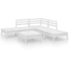 vidaXL Garten-Lounge-Set 6-tlg. Massivholz Kiefer weiß
