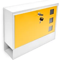 Relaxdays Briefkasten weiß/gelb inkl. Zeitungsfach