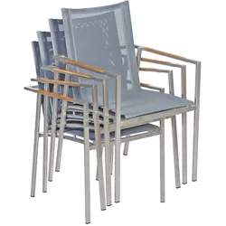 Gartenstuhl Monza 4er-Set Grau stapelbar