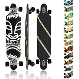 MAXOfit Longboard Mystic No. 16 - Drop Through Board mit robustem Deck und mittelweichen Rollen - Drop Through Achsen und Cutouts für tieferen Schwerpunkt