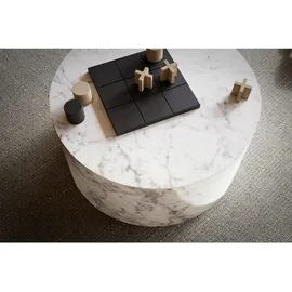 Wohnling Couchtisch MONOBLOC Weiß Marmor Optik 60 cm - weiß
