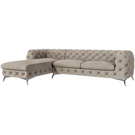 s-style möbel ECKSOFA Chesterfield Laura Dunkle Creme Samt
