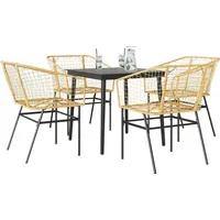 vidaXL 5-teiliges Garten-Esszimmerset Braunes Polyrattanglas