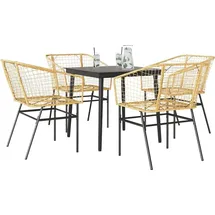 vidaXL 5-teiliges Garten-Esszimmerset Braunes Polyrattanglas