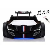 Aileenstore Autobett Kinder 90x200 Jungen LED Leuchte Unterbodenbeleuchtung Sound Fernbedienung