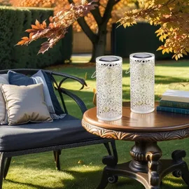 Marrakesch Orient & Mediterran Interior Laterne Solar 2er Set Handarbeit weiß