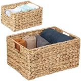 Relaxdays Aufbewahrungskorb Set Wasserhyazinthe 37 x 28 x 19 cm braun