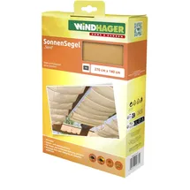 powertec Sonnensegel für Seilspanntechnik, Wintergarten und Terrassen Beschattung, Seilspannmarkise, 270 x 140 cm, Sand