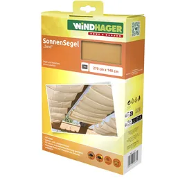 powertec Sonnensegel für Seilspanntechnik, Wintergarten und Terrassen Beschattung, Seilspannmarkise, 270 x 140 cm, Sand