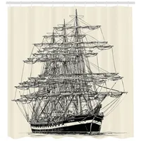 ABAKUHAUS Duschvorhang Piratenschiff 175 x 200 cm schwarz