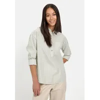CAMEL ACTIVE Gestreifte Bluse aus reiner Baumwolle in Beige-Hellgrün