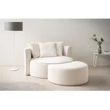 LeGer Home by Lena Gercke XXL-Sessel »ISALIE, Rundsessel mit Hocker, Lesesessel, Loveseat, Big-Sessel«, (Set), trendige Stoffe, 3 Zierkissen, große Sitzfläche, Cord, Samt, Bouclé