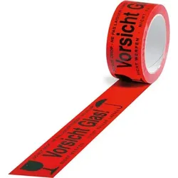 Warnklebeband "Vorsicht Glas" rot