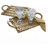 Loberon Platzset 2er Set Allegretta, Kunstvolle Flechttechnik, auch als Tablett Nutzbar, Natürlicher Look, Tischaccessoires, Küchenutensilien, Rattan, braun