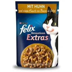 Felix Sensations Extras Gelees 26x85g mit Huhn und einem Hauch von Bacon