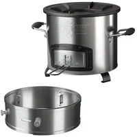 bbq#boss BbqBoss Raketenofen mit Power Ring Silber Edelstahl Campingofen Campingkocher